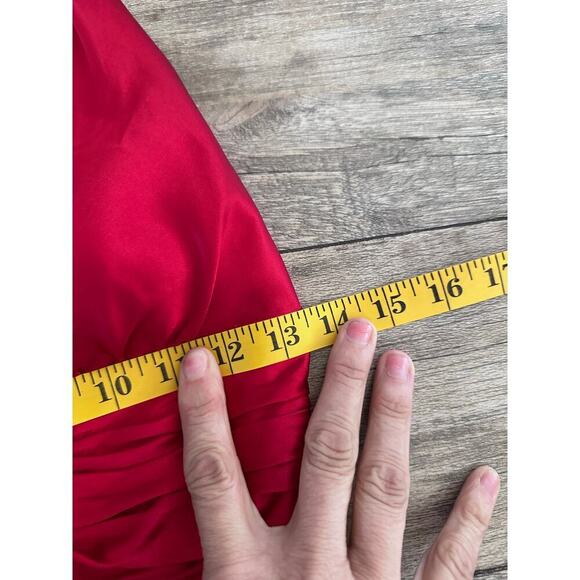 Cache Women's Red 100% Silk Satin Halter Neckline Tie Back Midi Dress Size 6 - Picture 11 of 11
